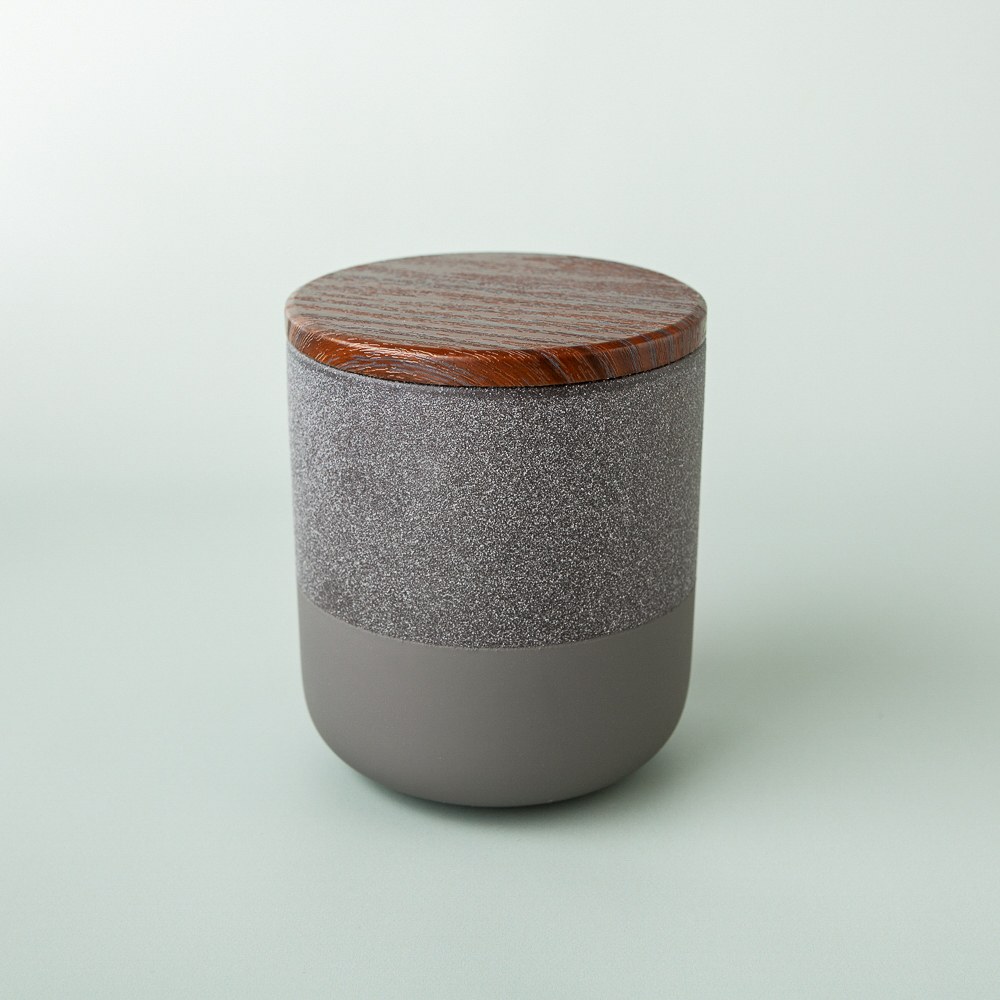 Black Two-Tone Ceramic Jar with Lid image number null